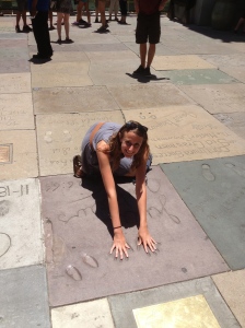 Julie Andrews on the sidewalk outside Chinese Theater, Hollywood